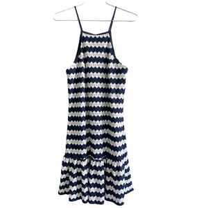 Trina Turk Trina Navy Blue White Crochet Shift Dress Size Small